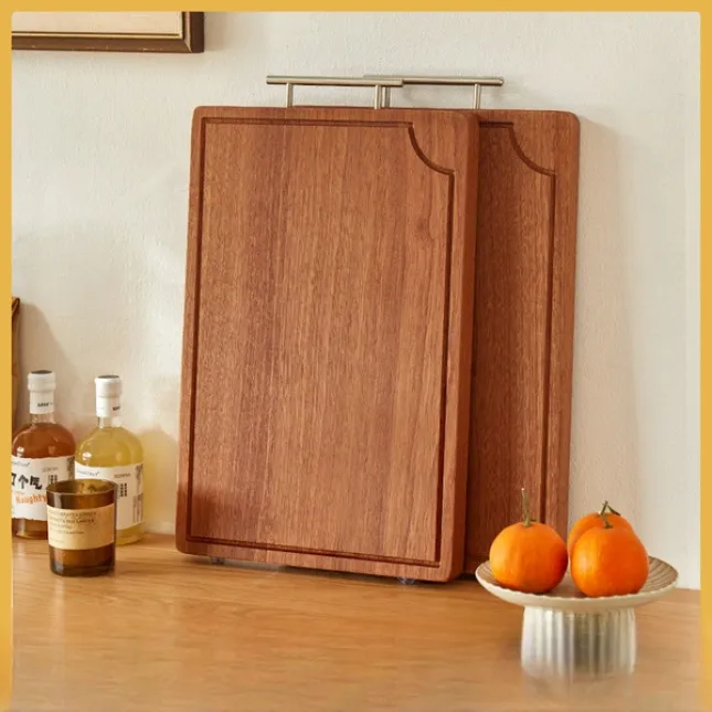 Premium Ebony Solid Wood Cutting Board – Thickened Whole Wood Block