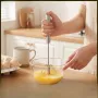 304 Stainless Steel Semi-Automatic Whisk – Manual Push-Press Milk Frother & Egg Beater