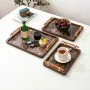 Marble Pattern Serving Tray with Handles – Bamboo & Stone-Plastic Board Rectangular Tea Tray, Water-Resistant