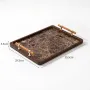 Marble Pattern Serving Tray with Handles – Bamboo & Stone-Plastic Board Rectangular Tea Tray, Water-Resistant