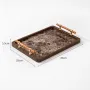 Marble Pattern Serving Tray with Handles – Bamboo & Stone-Plastic Board Rectangular Tea Tray, Water-Resistant