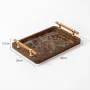 Marble Pattern Serving Tray with Handles – Bamboo & Stone-Plastic Board Rectangular Tea Tray, Water-Resistant