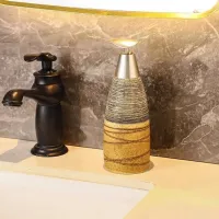 Handmade Ceramic Tapered Lotion & Soap Dispenser Bottle – Rust Weave, 400ML