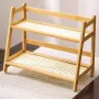 2-Tier Antique Rattan-Style Desktop Storage Rack – Cream