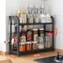 2-Tier Kitchen Storage Rack with Hooks – Heavy-Duty Spice & Condiment Organizer