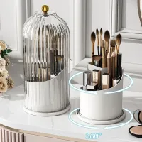 Birdcage 360° Rotating Makeup Brush Holder with Dustproof Transparent Cover