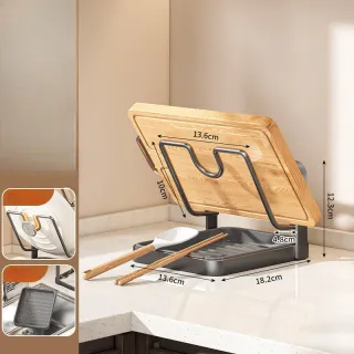 Gray Single-Layer Multi-Functional Kitchen Lid & Spatula Rack