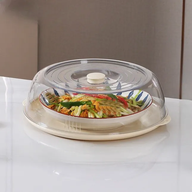 Insulated Cream Vegetable Cover Transparent Stackable PET Food Dish Cover