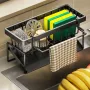 Kitchen Sink Side Organizer Rack with Towel Bar | Stainless Steel Drain Shelf