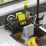 Kitchen Sink Side Organizer Rack with Towel Bar | Stainless Steel Drain Shelf