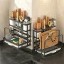 Multifunctional Kitchen Storage Rack with Knife Holder, Chopstick Tube & Chopping Board Stand
