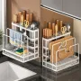 Multifunctional Kitchen Storage Rack with Knife Holder, Chopstick Tube & Chopping Board Stand