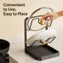 Pot Lid & Cutting Board Storage Rack with Drip Tray – Countertop Organizer Stand