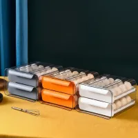 Stackable Double Drawer Egg Storage Box – 32 Grid Large Capacity Fridge Organizer