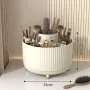 360° Rotating Makeup Brush & Cosmetic Organizer with Multi-Compartment Grid & Gold Feet