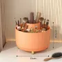 360° Rotating Makeup Brush & Cosmetic Organizer with Multi-Compartment Grid & Gold Feet
