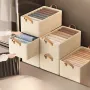 Steel Frame Fabric Clothes Storage Basket with Leather Handles