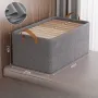 Steel Frame Fabric Clothes Storage Basket with Leather Handles