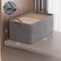 Steel Frame Fabric Clothes Storage Basket with Leather Handles