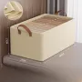 Steel Frame Fabric Clothes Storage Basket with Leather Handles