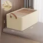 Steel Frame Fabric Clothes Storage Basket with Leather Handles