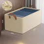 Steel Frame Fabric Clothes Storage Basket with Leather Handles