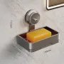 Suction Cup Wall-Mounted Aluminum Soap Dish with Drain Tray