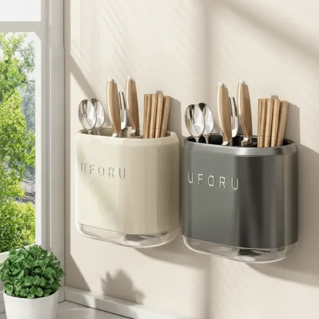 Wall-Mounted Kitchen Spoon Draining Rack