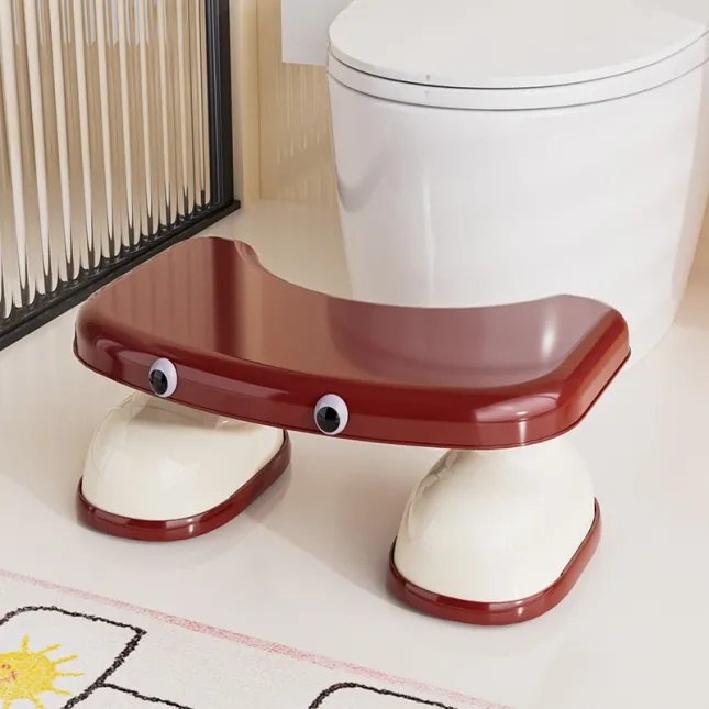 Toilet Footstool for Children – White & Red