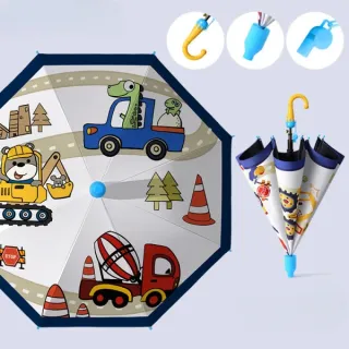 Children's Engineering Vehicle Waterproof Cover Umbrella — UPF 50+ Sun & Rain Dual-use | Primary School & Kindergarten