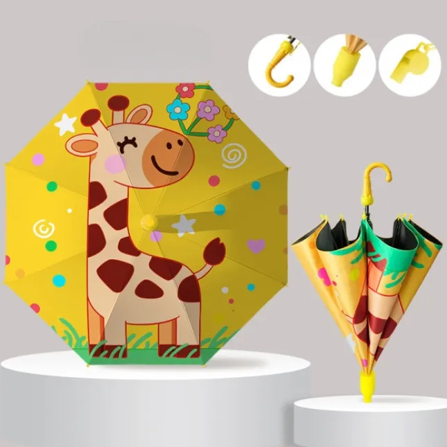 Children's Giraffe Waterproof Cover Umbrella — UPF 50+ Sun & Rain Dual-use | Primary School & Kindergarten