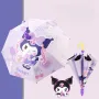 Children's Love Heart Kuromi Black Rubber UV & Rain Long Handle Semi-Automatic Umbrella | Sanrio | Ages 4–15