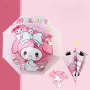 Children's My Melody Black Rubber UV & Rain Long Handle Semi-Automatic Umbrella | Sanrio | Ages 4–15