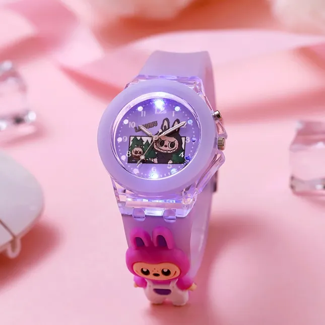 Kids Labubu Luminous Watch Purple