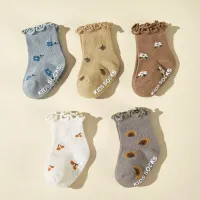 5 Pairs Soft Newborn Baby Princess Socks