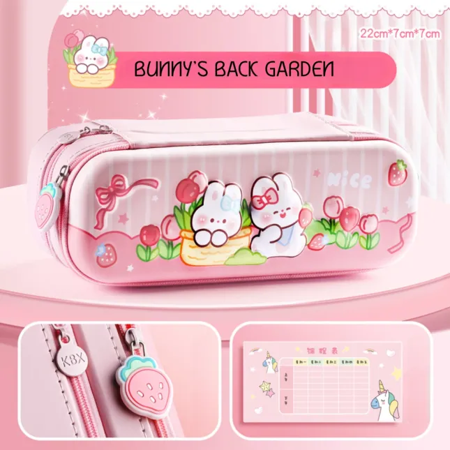 Double-Layer EVA Pencil Case – Bunny’s Back Garden