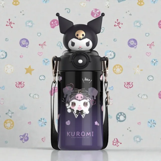Kuromi 3D Character Kids' Insulated Water Bottle - 600ml Purple & Black