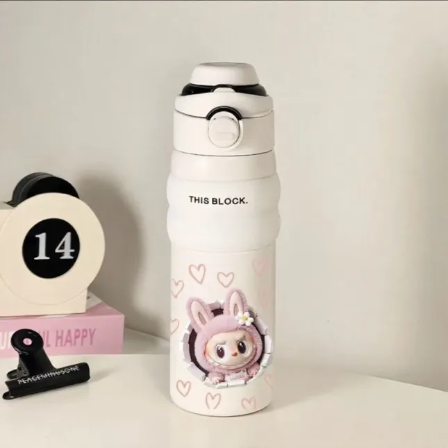 Labubu 10th Anniversary Limited Edition Water Bottle - 500ml Pearl White