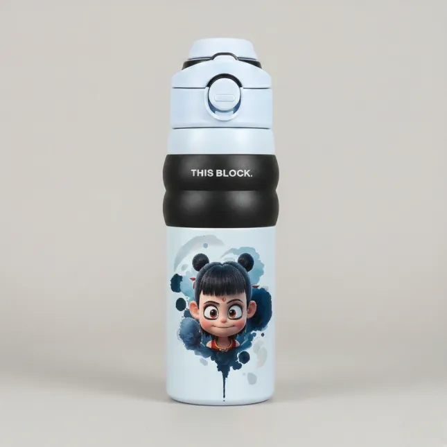 Nezha H151 Kids' Insulated Water Bottle - 500ml Blue & Black