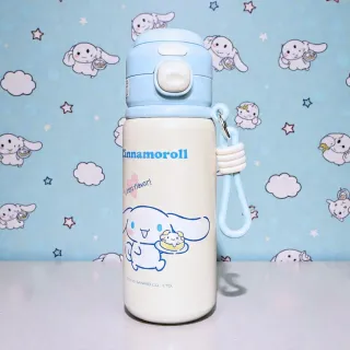 Sanrio Cinnamoroll Insulated Stainless Steel Water Bottle with Carry Loop – 500ml (White/Blue)