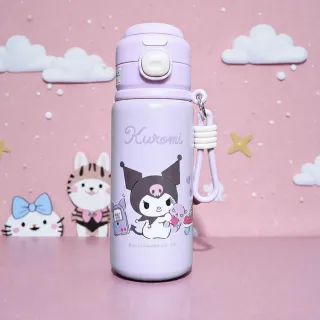Sanrio Kuromi Insulated Stainless Steel Water Bottle with Carry Loop – 500ml (Purple)
