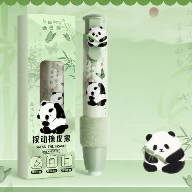 Chubby Panda Press Eraser – Upgraded Sponge Sheath Cartoon Eraser