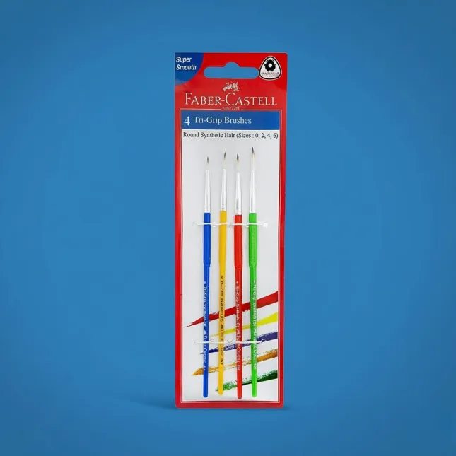 Faber-Castell Tri-Grip Round Brush Set – Pack of 4