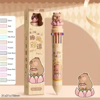 Cute Capybara 12-in-1 Multicolor Ballpoint Pen – Kawaii Cartoon Stationery for Kids & Students