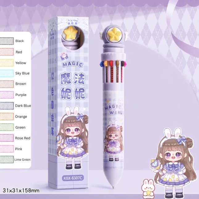 12-Color Magic Nini Ballpoint Pen – Cute Multifunctional