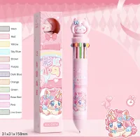 Cute Rainbow Pony 12-in-1 Multicolor Ballpoint Pen – Kawaii Cartoon Stationery for Kids & Students