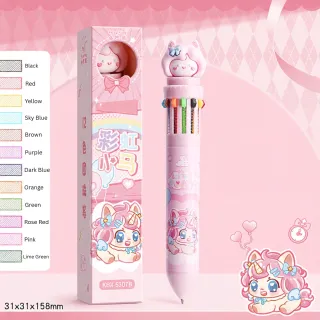 12-Color Rainbow Pony Ballpoint Pen – Cute Multifunctional