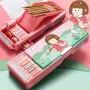 Double-Sided Multi-Function Button Pencil Box – Cute Girl