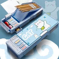 Double-Sided Multi-Function Button Pencil Box – Lucky Cat