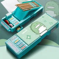 Double-Sided Multi-Function Button Pencil Box – Small Dinosaur